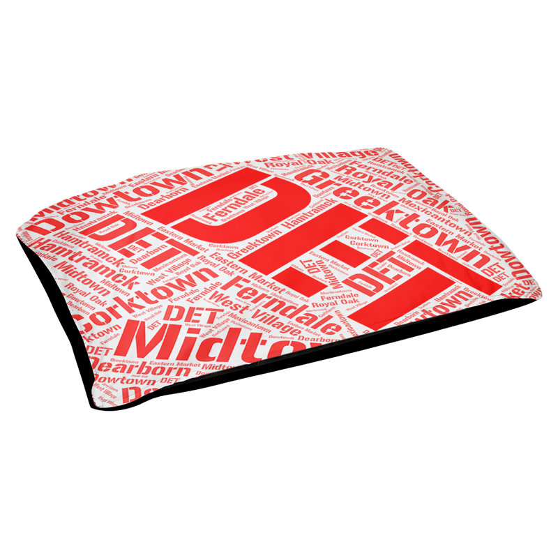 Coussin de chien « districts », Grand (l 40 po x P 30 po x H 14 po), Rouge, Détroit