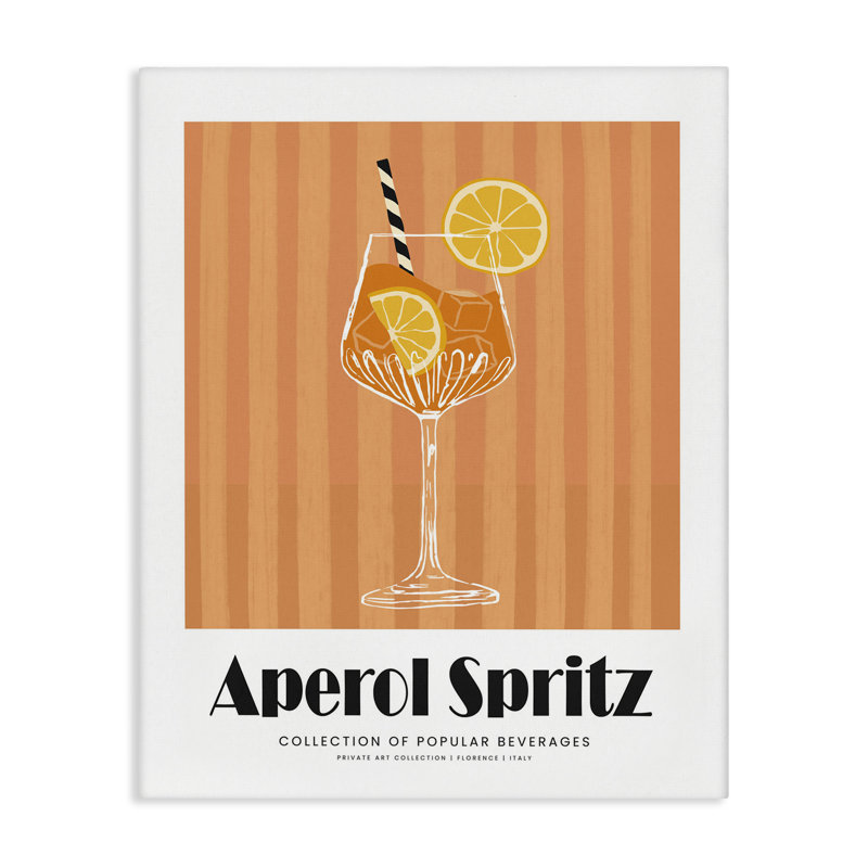 Art mural classique sur toile Aperol Spirz, design par lettré et doublé, H 48 po x l 36 po