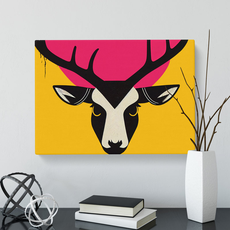An Electrifying Stag Deer Pop Art - Wrapped Canvas Print, 35cm H x 50cm W x 3cm D