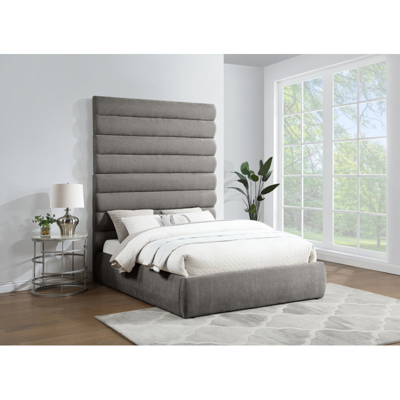 Adam Fabric Bed, Queen, Grey, Chenille Fabric