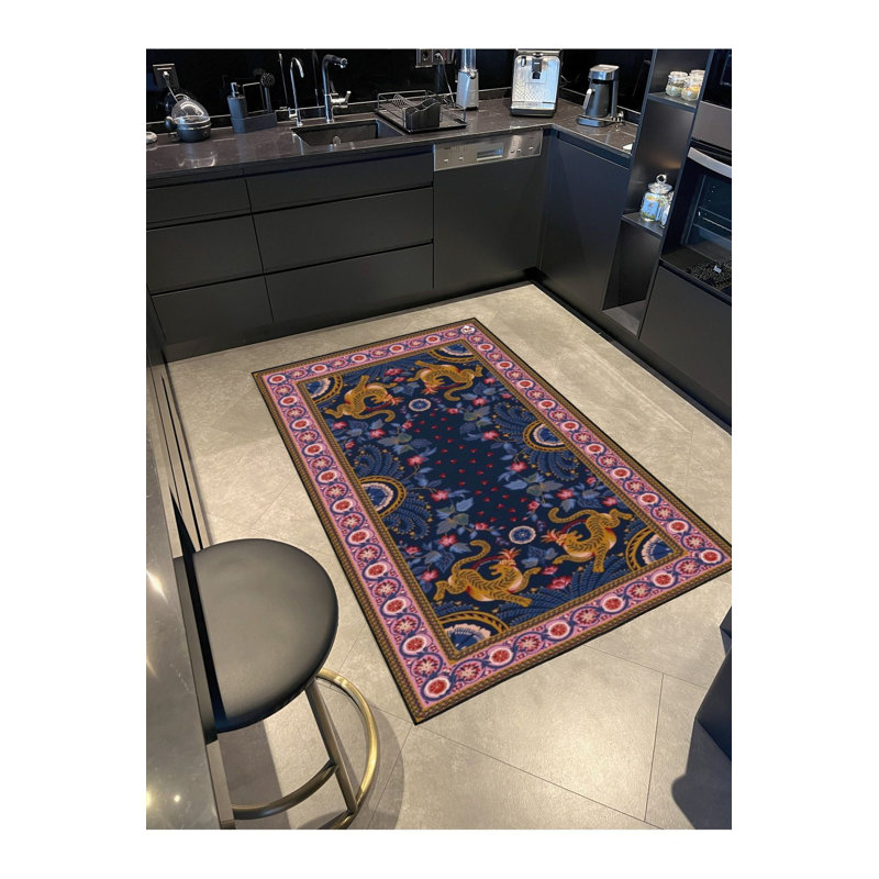 Tapis mauve lavable décoratif à motif tissé mauve, Sous-tapis carré 3 pi 3 po inclus