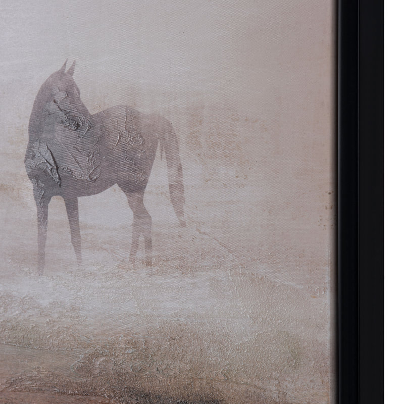 Grazing Stallions Rustic Framed Canvas Wall Art