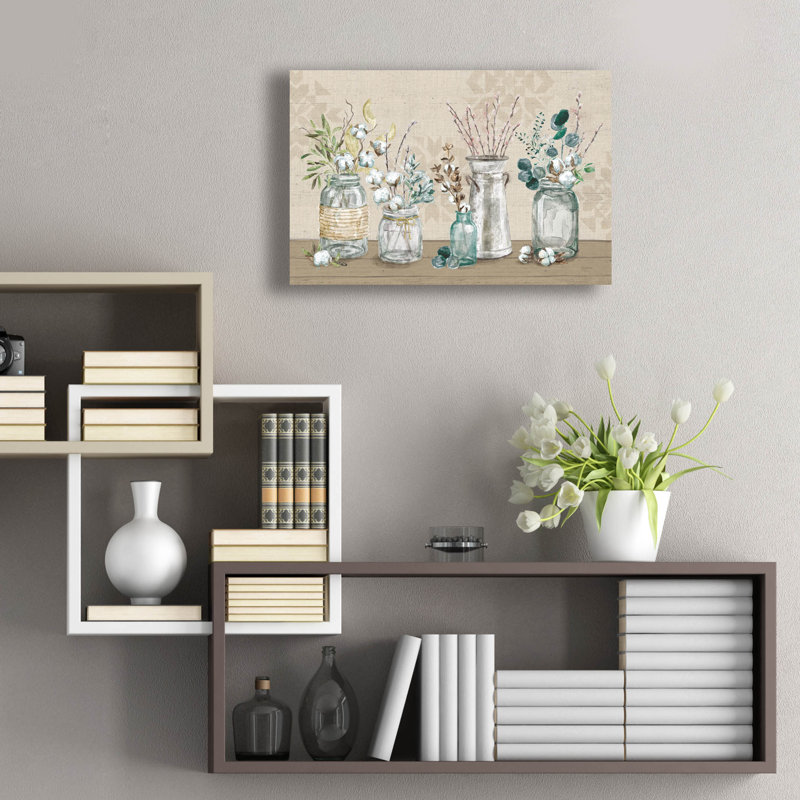 Art mural en verre Winston Porter «Cotton Bouquet 1» par Mary Urban, H 16 po x l 24 po x P 0,2 po