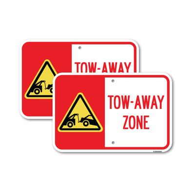Tow-Away Zone with Graphic Aluminum Sign