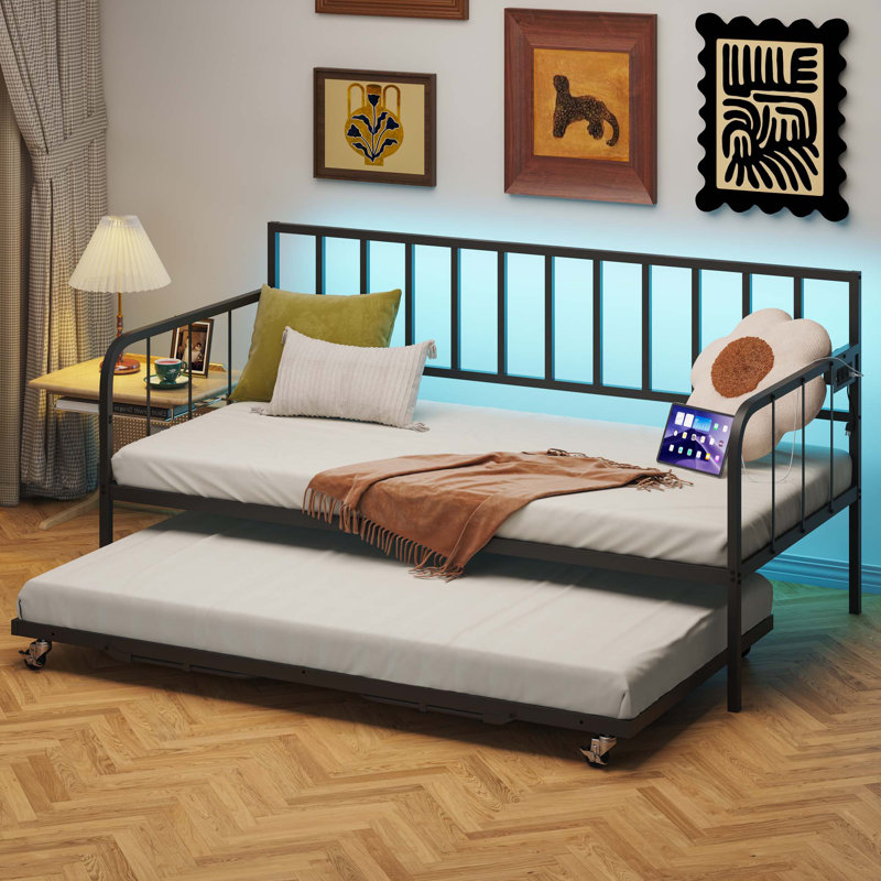 Metal Twin Daybed with Trundle