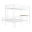 Lit superposé simple au-dessus d'un lit double en métal avec bureau, échelle et lattes de qualité pour chambre à coucher, blanc métallique-1125843567