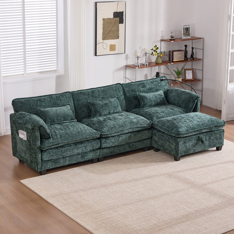 Canapé modulaire surdimensionné Boneless, Chenille émeraude