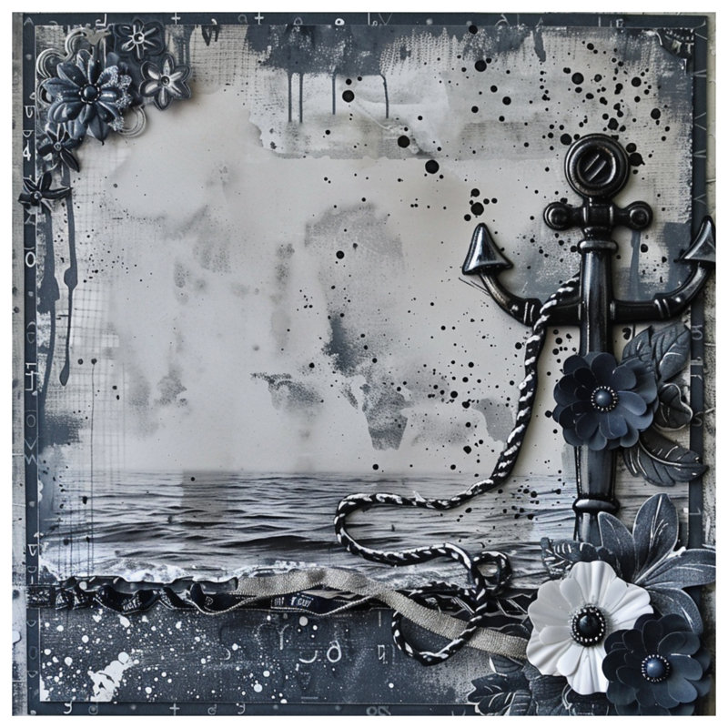 Tapisserie murale Anchor - décoration murale nautique, H 104 po x 88 avec 4 œillets