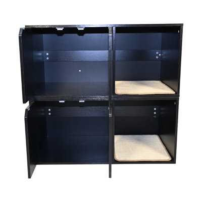 36.76" Cat Litter Box Enclosure With Scratch Pad, Modern Minimalist Black House, 21.06" X 16.68", 52 Lbs, Pb And Arrangement Enclosure, Stylish House Materials For Long - Term Use