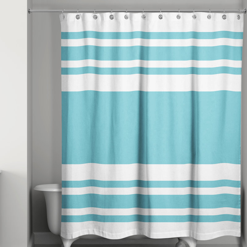 Rideau de douche Hylan, Bleu sarcelle rayé 2