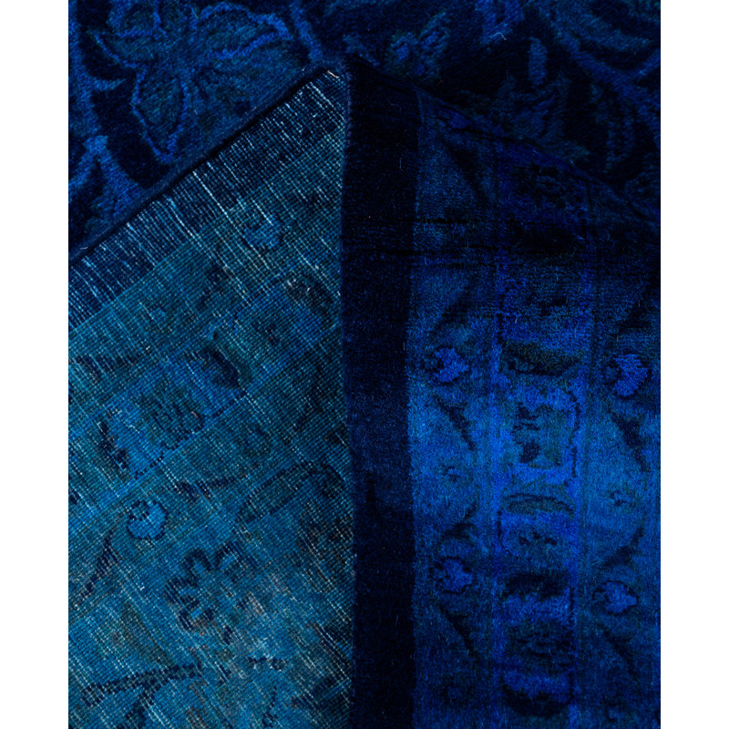 Overdyed Hand-Knotted Wool Modern-Contemporary Navy Area Rug 10' 4" x 13' 10"