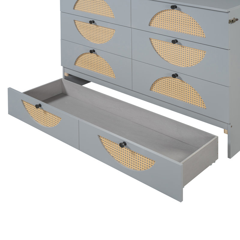 Lit escamotable avec grand tiroir, ports USB et prises USB, Gris, Double
