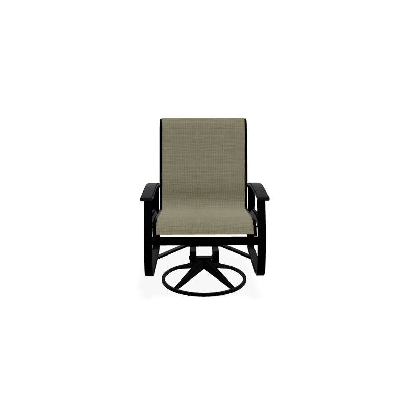 Belle Isle Outdoor Dining Armchair, Black P70, Textured Black, Bristol Taupe Sunbrella®