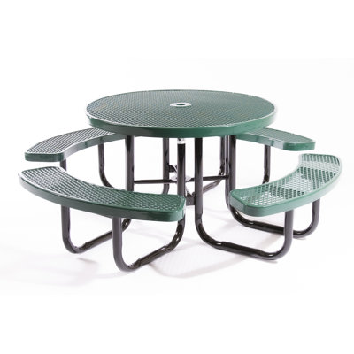 COATEDOUTDOORFURNITURE 46In Round Picnic Table, Expanded, Green
