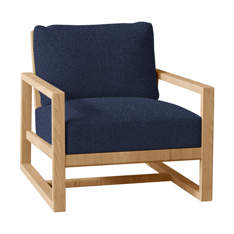 Avondale Patio Lounge Chair with Cushions, Natural Teak, No welt + Standard fill, Natural White
