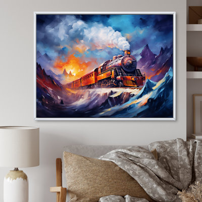 Impression sur toile, "Steamtrain Travelling In Winter Snow I"