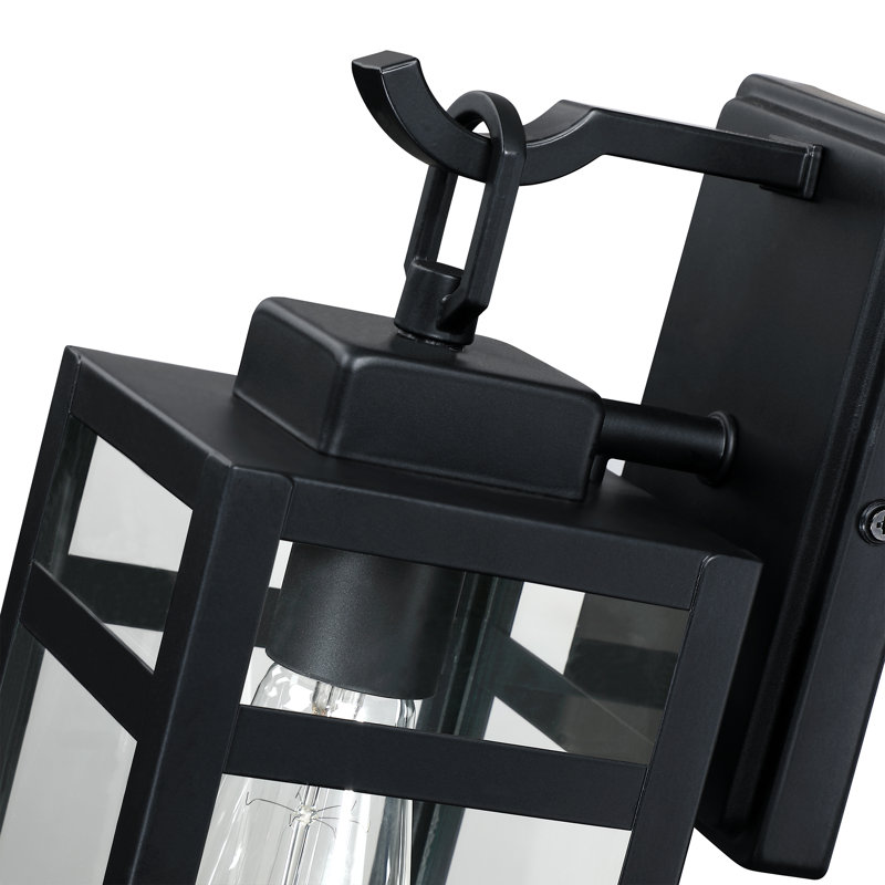 Schlesinger Matte Black Outdoor Wall Lantern, 13.88" H x 5" W x 6.58" D