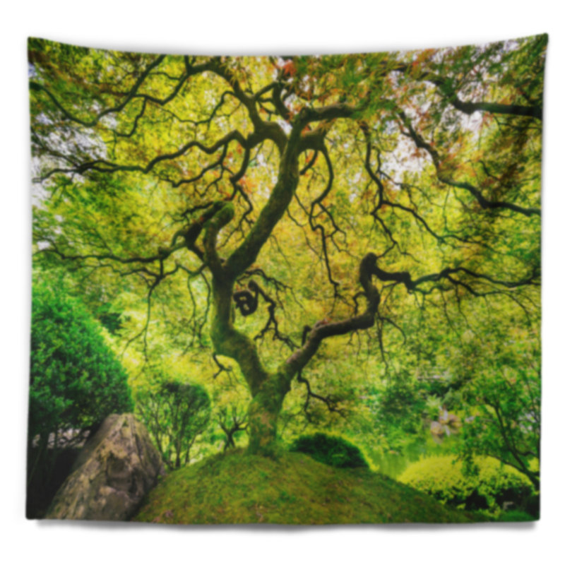 Photographie incroyable tapisserie d'arbre vert, H 50 po x l 60 po