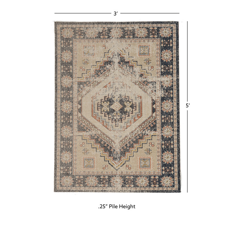 Tapis oriental ivoire Ambrah, Rectangle 3 pi x 5 pi