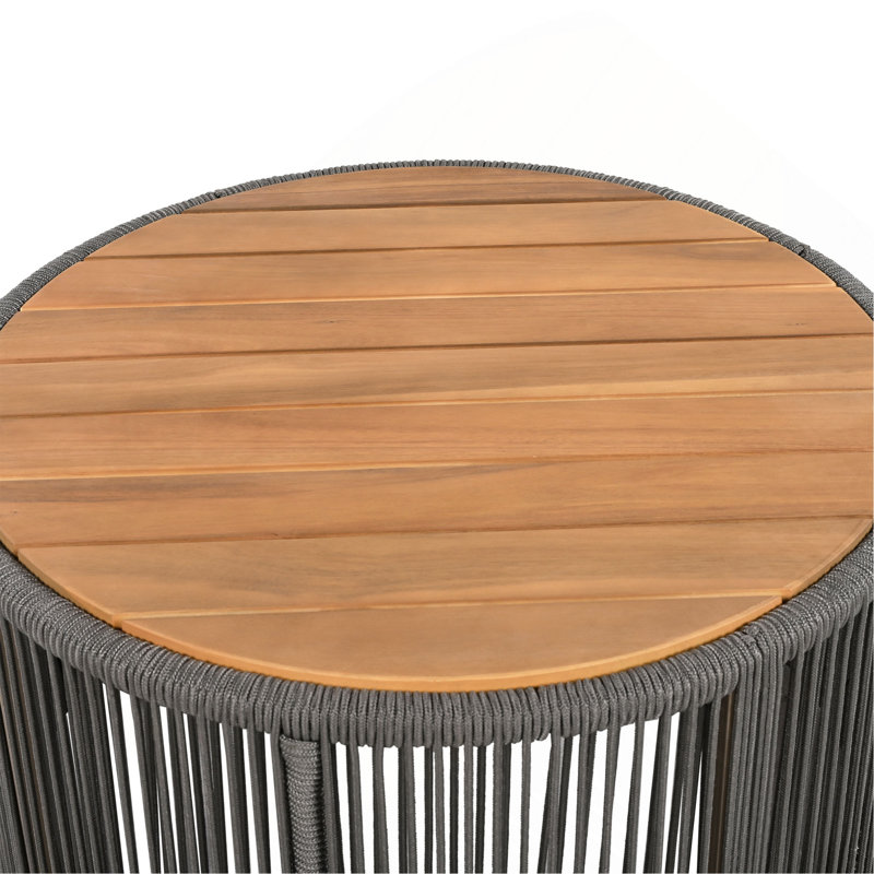 Ensemble de table rustique industrielle, table basse et table d'appoint avec design en corde tissée, ensemble de table moderne et fonctionnel pour le salon et la maison