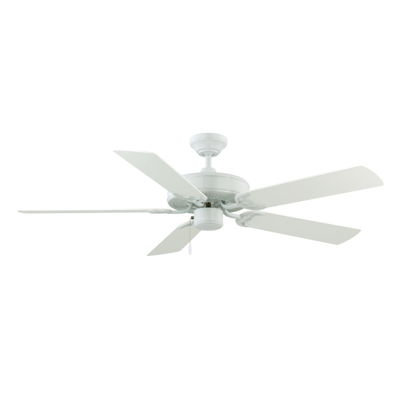 Ventilateur de plafond standard à 5 pales de 52 po avec chaînette Giancola, Blanc avec pales érable / noyer