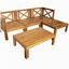 Ensemble de conversation modulaire en bois pour terrasse 5 pièces avec coussins, finition naturelle et coussins bleus Topmax-1087846506
