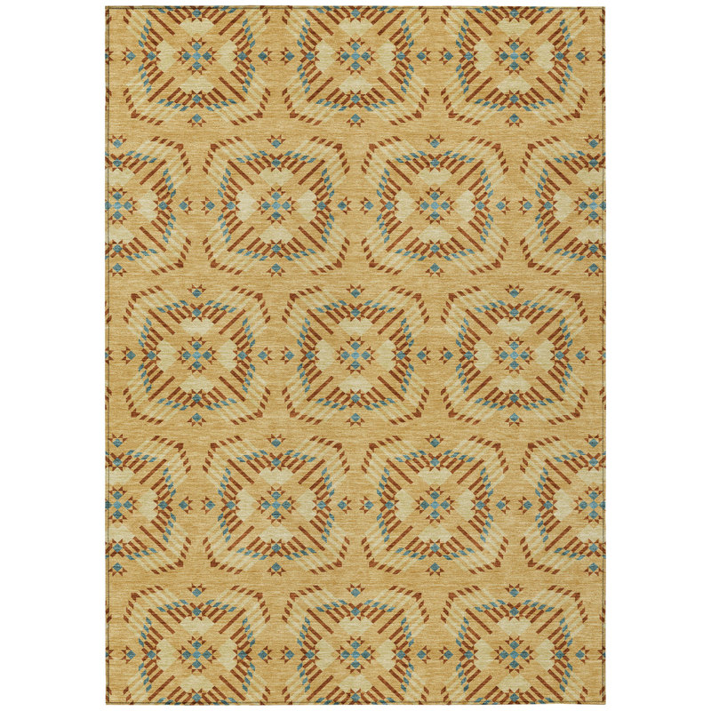 Machine Washable Indoor/Outdoor Chantille ACN2563 Geometric Rug, Gold, 8' x 10'
