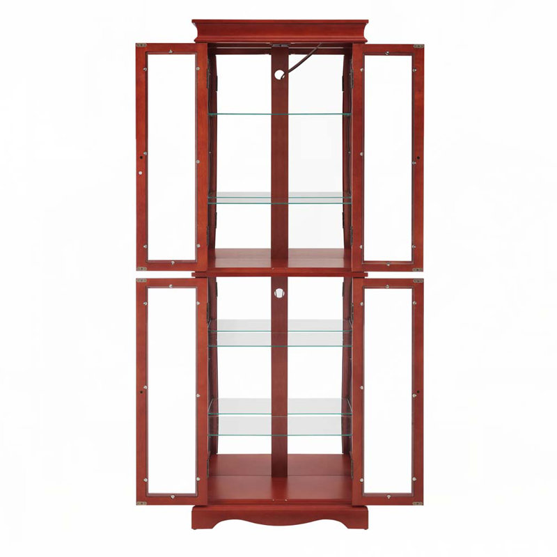 Armoire de rangement en verre, Cerisier, H 70,08 po x l 23,82 po x P 11,81 po