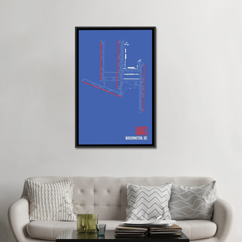 « washington, d.c. (dulles) », reproduction d’impression sur toile, H 26 po x l 18 po x P 1,5 po, Toile avec cadre noir