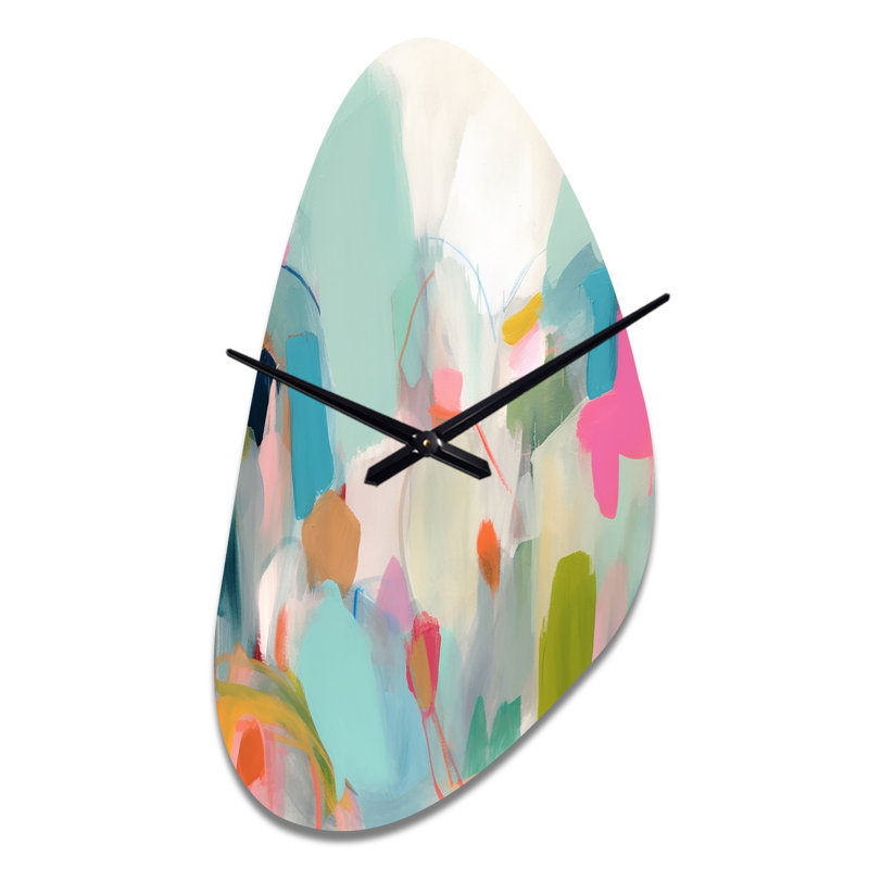 Horloge murale 3D abstraite rose, Moyenne