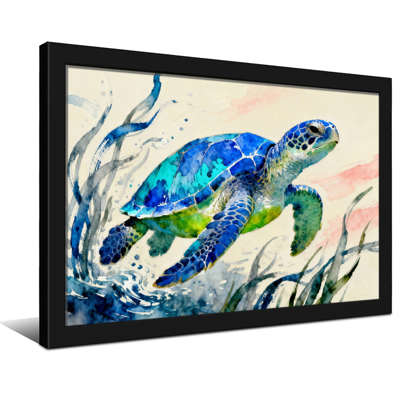 Tortue de mer, H 12 po x l 18 po, Toile tendue, Ne s’applique pas