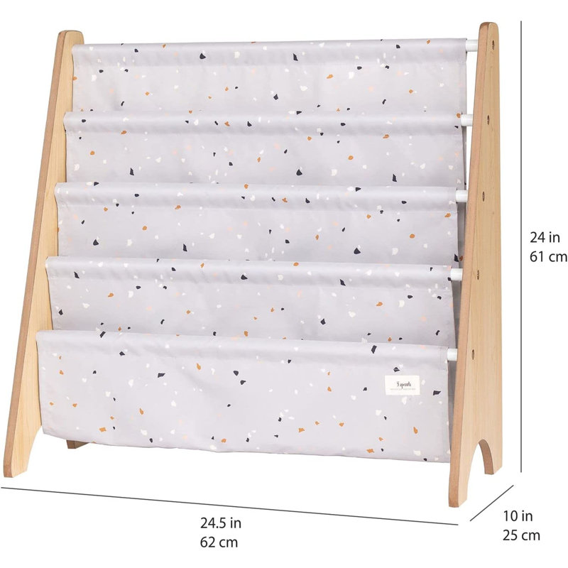 Light Gray Terrazzo Kids Book Rack with Recycled Fabric