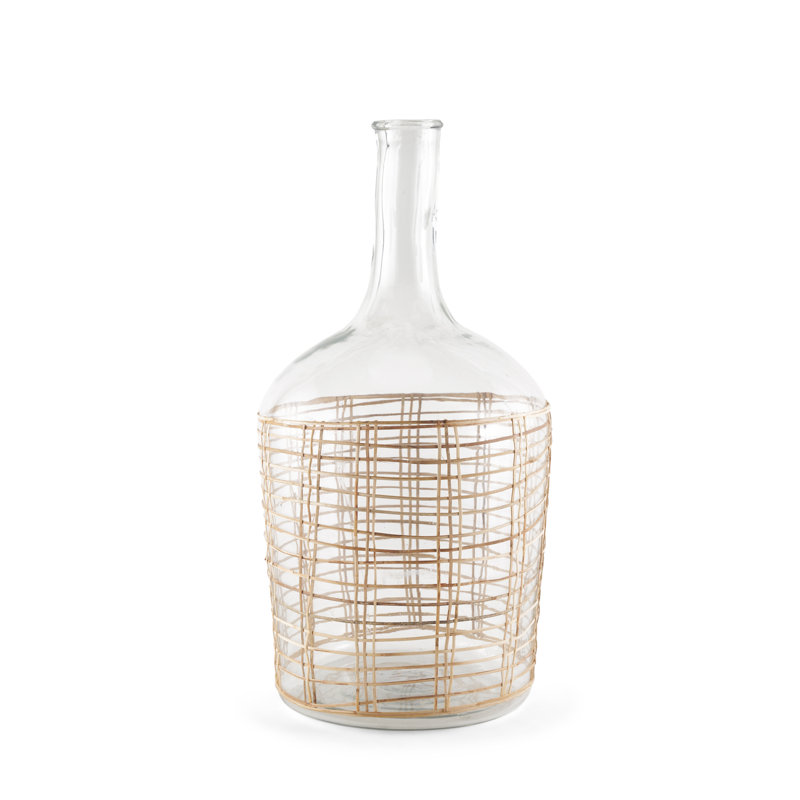 Azharul Large Glass Bottle, White, 19.5" H x 9.5" W x 9.5" D