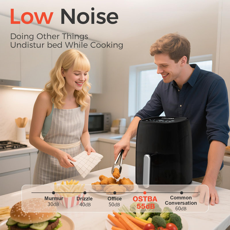 6 Cooking Presets 4.5 Quart Air Fryer With Nonstick Dishwasher Safe Basket, LED Touch Screen Oil-less Air Fryer