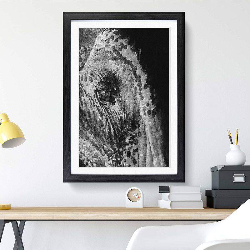 Watchful Elephant - Framed Print, Black Framed, 48cm H x 36cm W x 2cm D