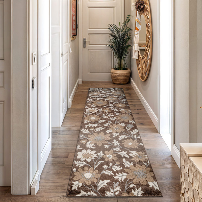 Contemporary Floral Area Rug, Runner 2'2" x 12'