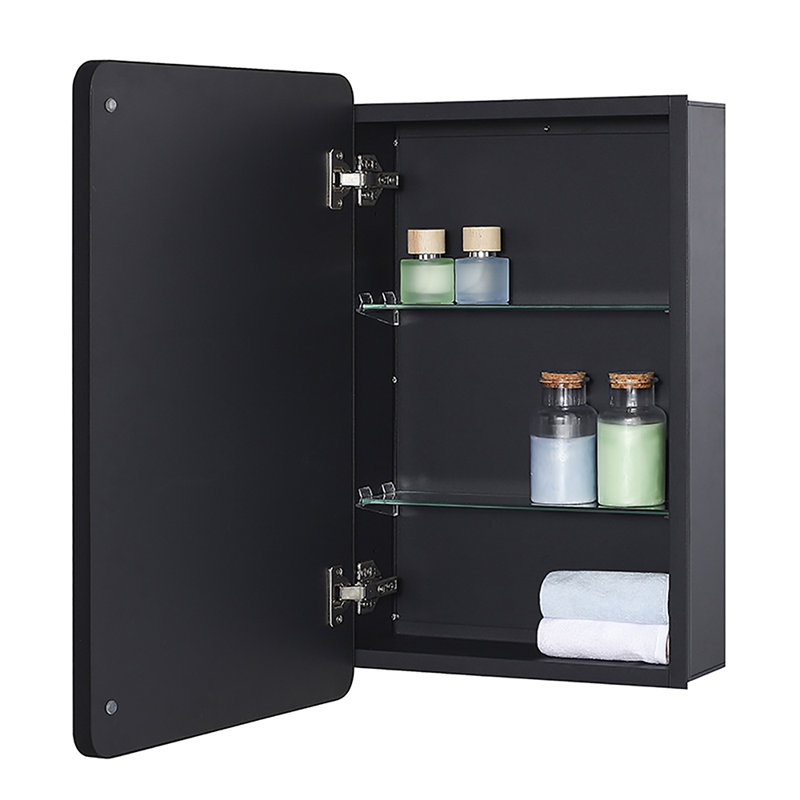 Black Aluminum Bathroom Medicine Mirror Cabinet