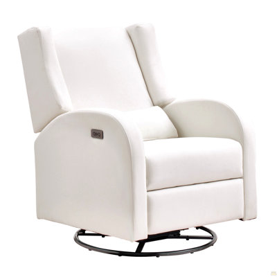 Electronic Power Recliner And Swivel Glider, 250 Lbs Weight Capacity Swivel Glider Recliner Chair With USB Port, Polyester Surface Swivel Rocker Recliner  For Living Room, Bedroom,  Off White