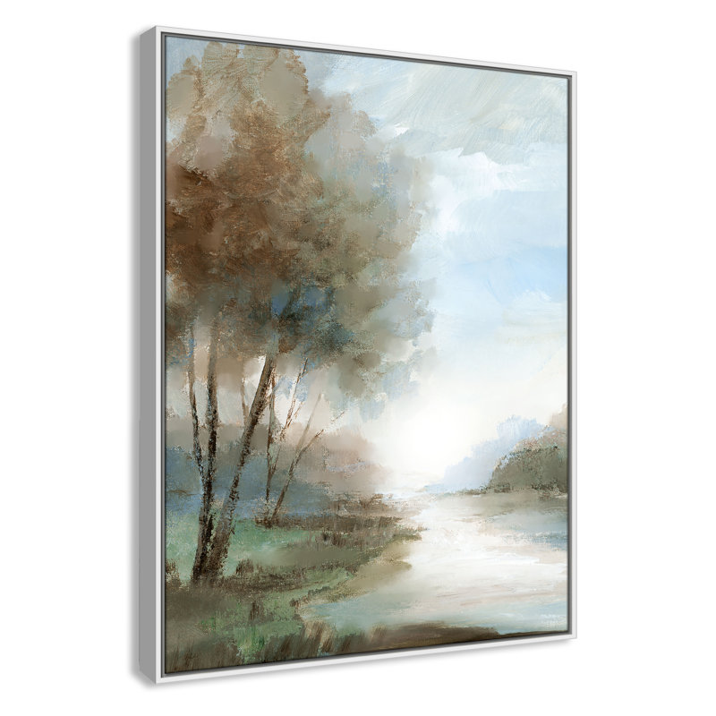 Zailin Peaceful River Print par Nan, H 41,5 po x l 31,5 po, Blanc