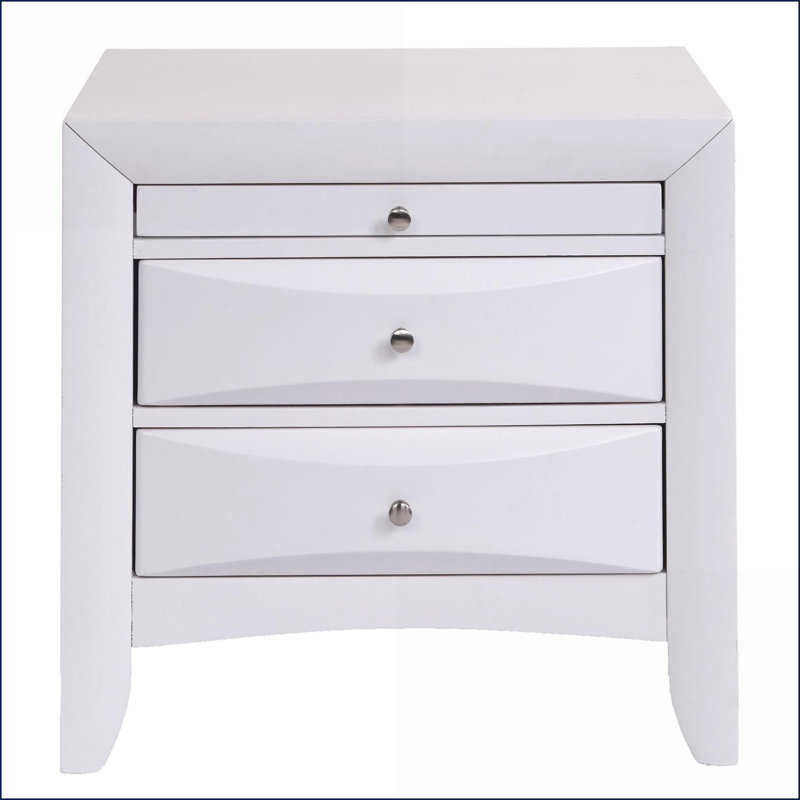 Table de chevet blanche à 2 tiroirs avec plateau supérieur - Rangement pour chambre, Blanc