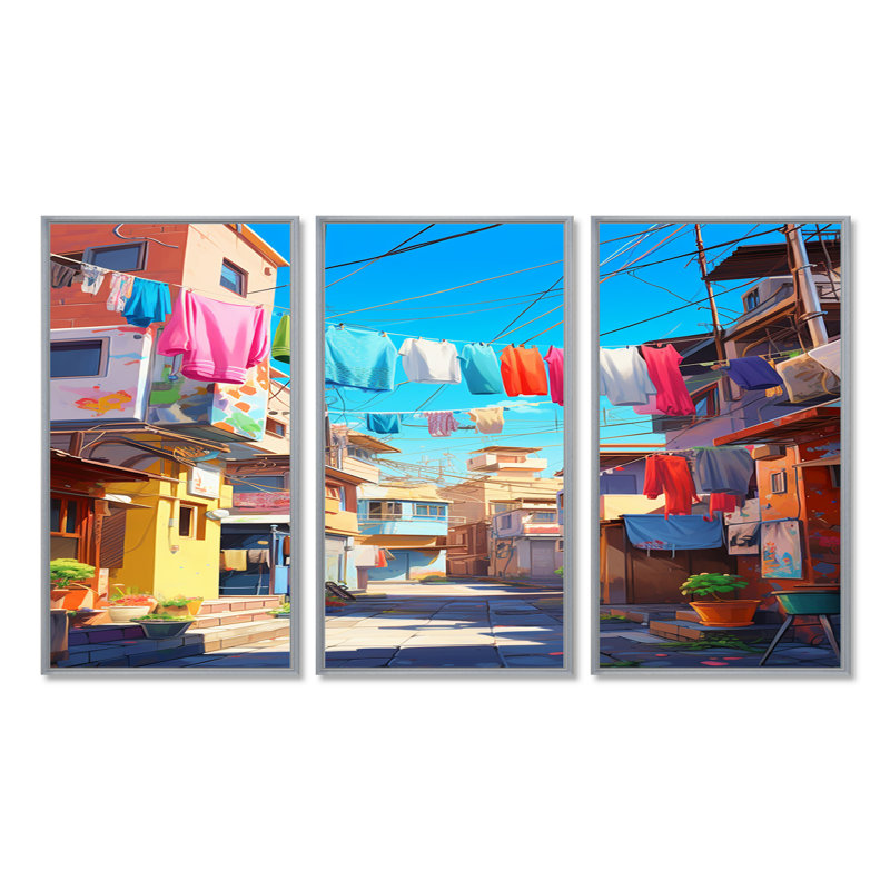 Verdell - ensemble d'art mural «City Buildings», Encadrement argenté, H 28 po x l 36 po x P 1 po