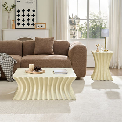 Ensemble d'appoint 35,43 "+ 15,16" table de chevet en fibre de verre robuste pour salon