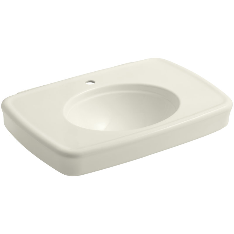 Bancroft Ceramic 31" Pedestal Bathroom Sink with Overflow, Biscuit, Single Hole Faucet