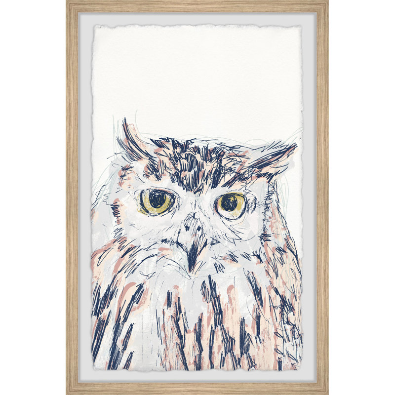 Deberry Funky Owl Portrait III - Drawing, 45cm H x 38cm W
