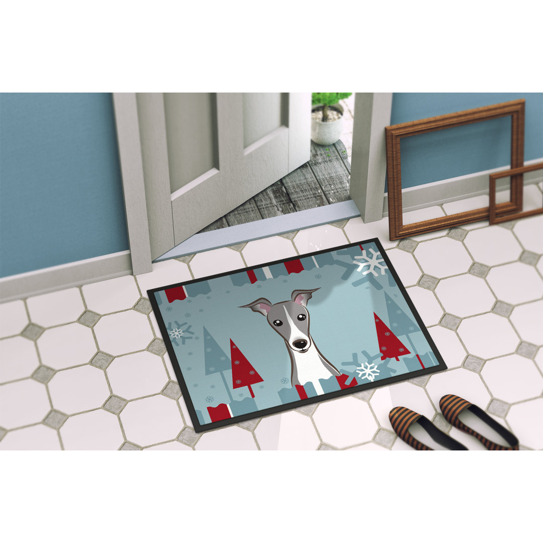 Winter Holiday Italian Greyhound Non-Slip Outdoor Door Mat Caroline's Treasures Mat 