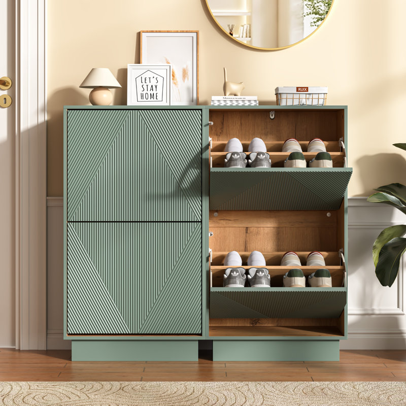 8 Pair Flip Down Shoe Storage, Green