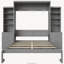 Lit escamotable double avec tablettes de rangement et tiroirs, gris