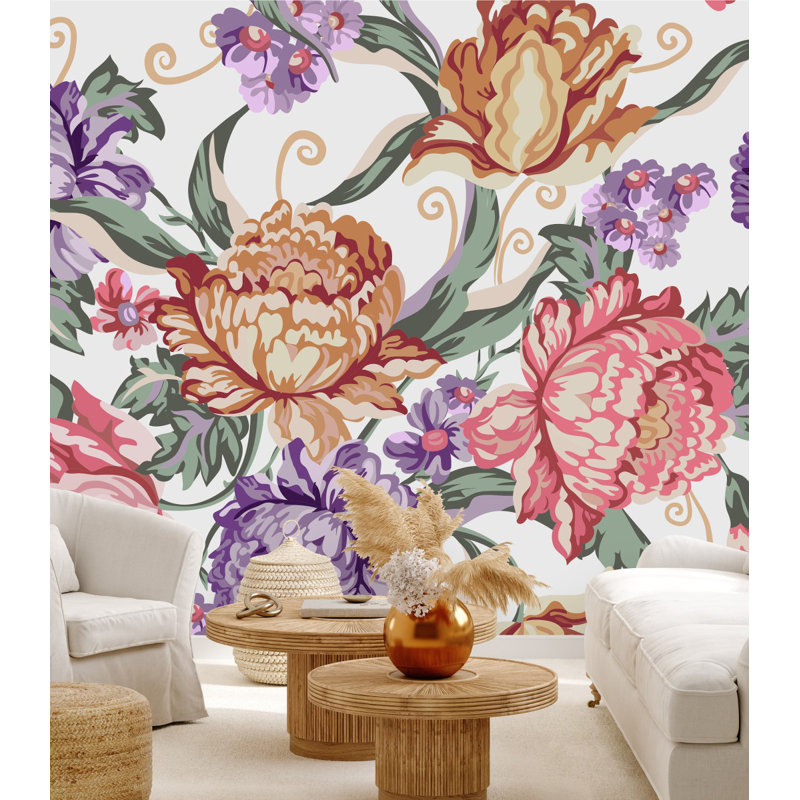 Floral Wall Mural, 8.33" W x 8.33" L