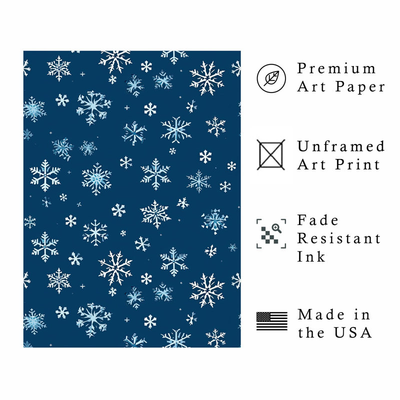 «Landscape and Nature Christmas Snowflakes», impression d'art moderne sans cadre bleu, H 16 po x l 12 po