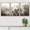 "IDÉE4WALL", reproduction d'art sur toile encadrée, ensemble de décor de chambre de bébé boisé, brouillard sépia, forêt de montagne, nature sauvage, art moderne, paysage rustique pour salon, chambre à coucher, bureau, impression sur toile, 3 piè
